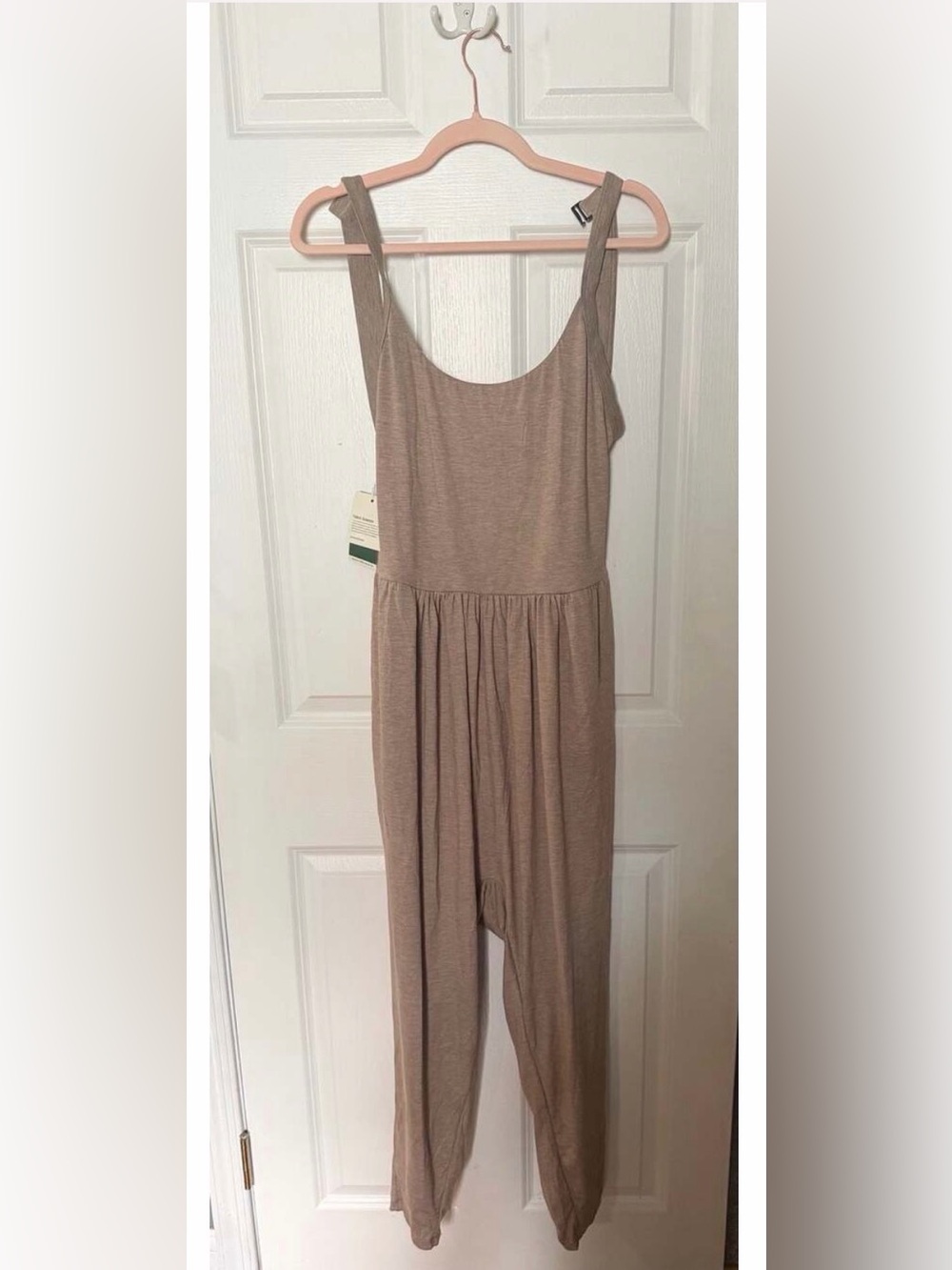 NWT HALARA Beige/Nude Scoop-Neck Jumpsuit
